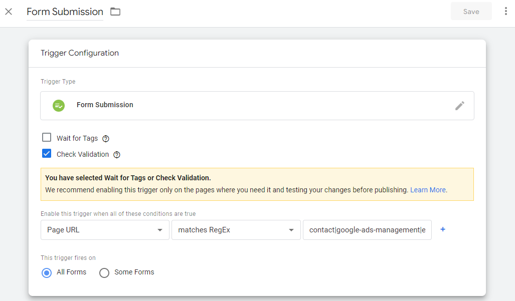 Enable Form Variables in GTM