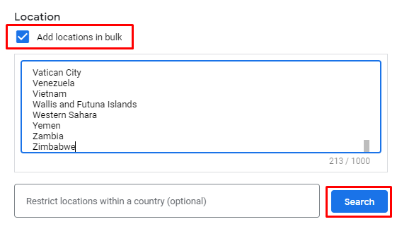 List of Google Ads Countries